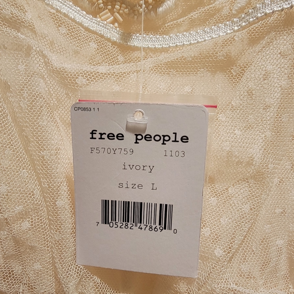 Free People boho long dress,  ivory,  large - Picture 3 of 5